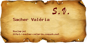 Sacher Valéria névjegykártya